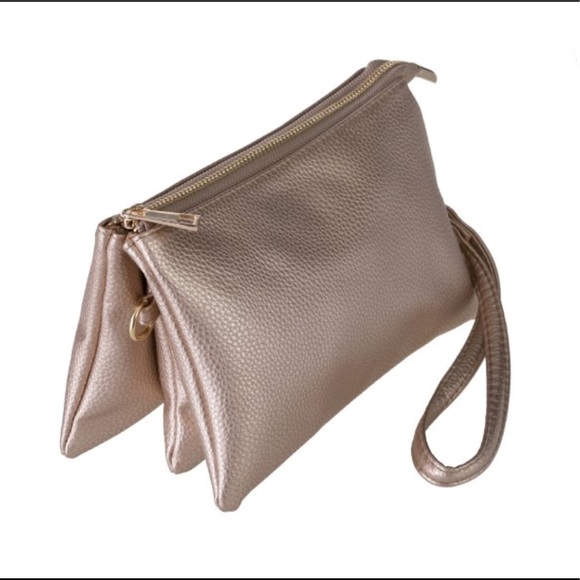 Handbags - Multi compartment clutch-all in copper metallic